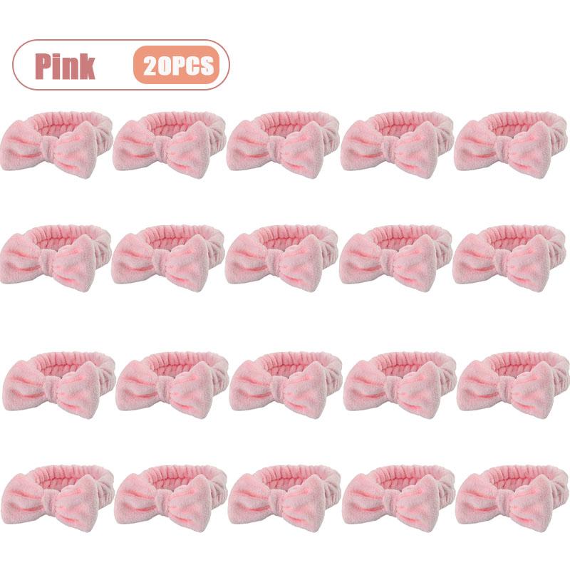 1-20PCS Soft Coral Fleece Headband for Face Washing Makeup Bow Design Hair Hoop Light Beige Yoga Turban for Girls Women