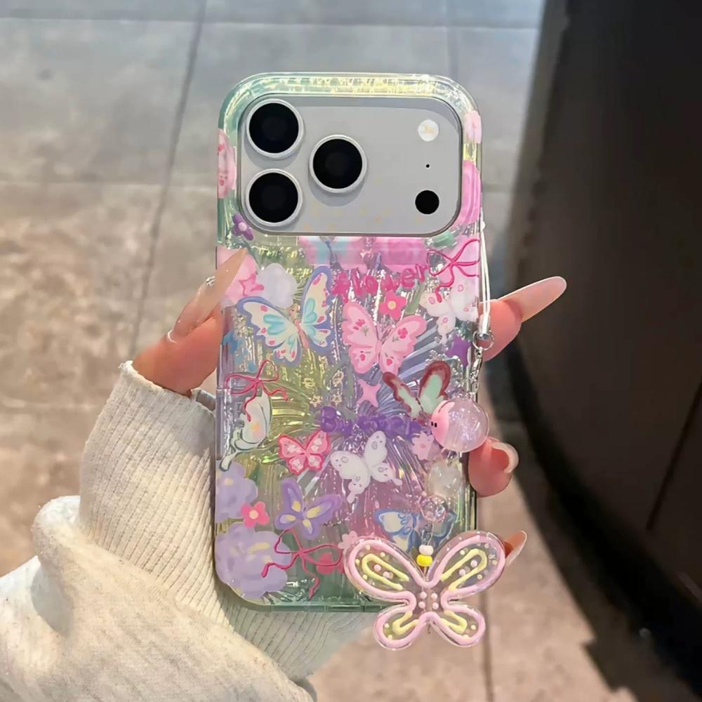 

Unique Oil Painting Doodle Colorful Flower Pendant Case for iPhone 17 Pro Max 16 15 Pro iPhone 14 Pro Max