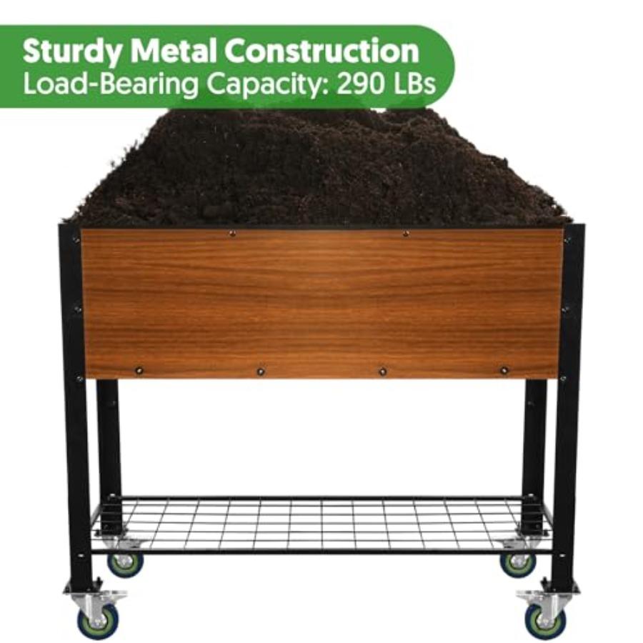 Raised Garden Bed with Legs and Wheels Self-Watering Planter Box 36x16x30 in Elevated Raised Bed with Drainage Hole Built to Wi