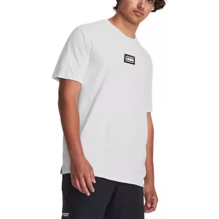 Under Armour Elevated Letter Print Wash Training Short Sleeve T-Shirt Men Tops Gray 1379552-014