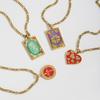 European and American Stainless Steel Tarot Card Necklace - Colorful, Non-fading, Versatile Fashion Jewelry.