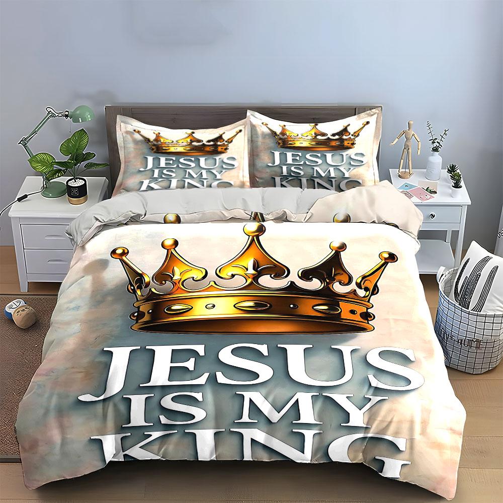 Jesus Is My King Bedding Set Bedding Duvet Cover Set Duvet Cover Pillowcases (1 * Duvet Cover 2 * Pillowcases, without duvet insert)