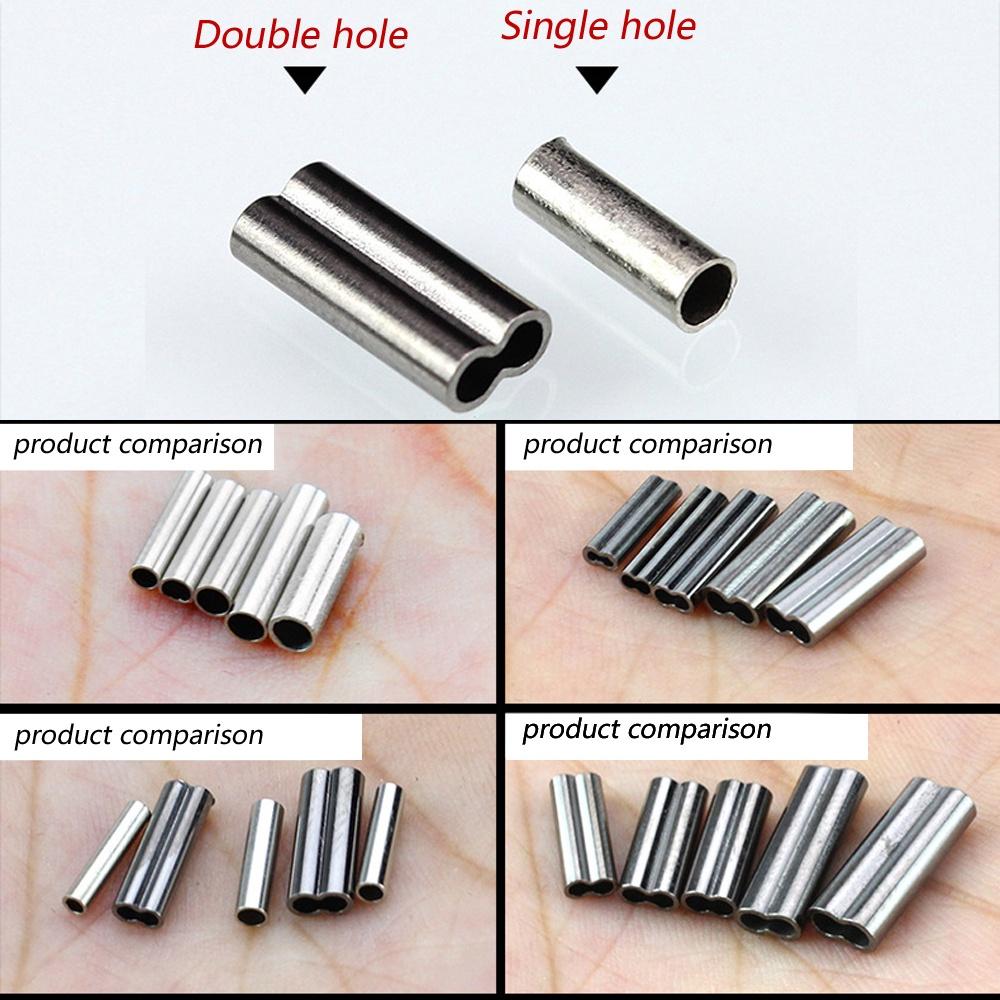 300-500pcs/Box Single/Double Barrel Crimping Sleeves Fishing Line Wire Leader Round Copper Tube Connectors Mixed Copper Tubes