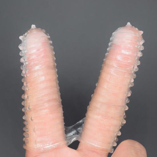 Zábavné, antideformované transparentní chrániče konečků prstů Šroubovací závit pro páry manžet na penis