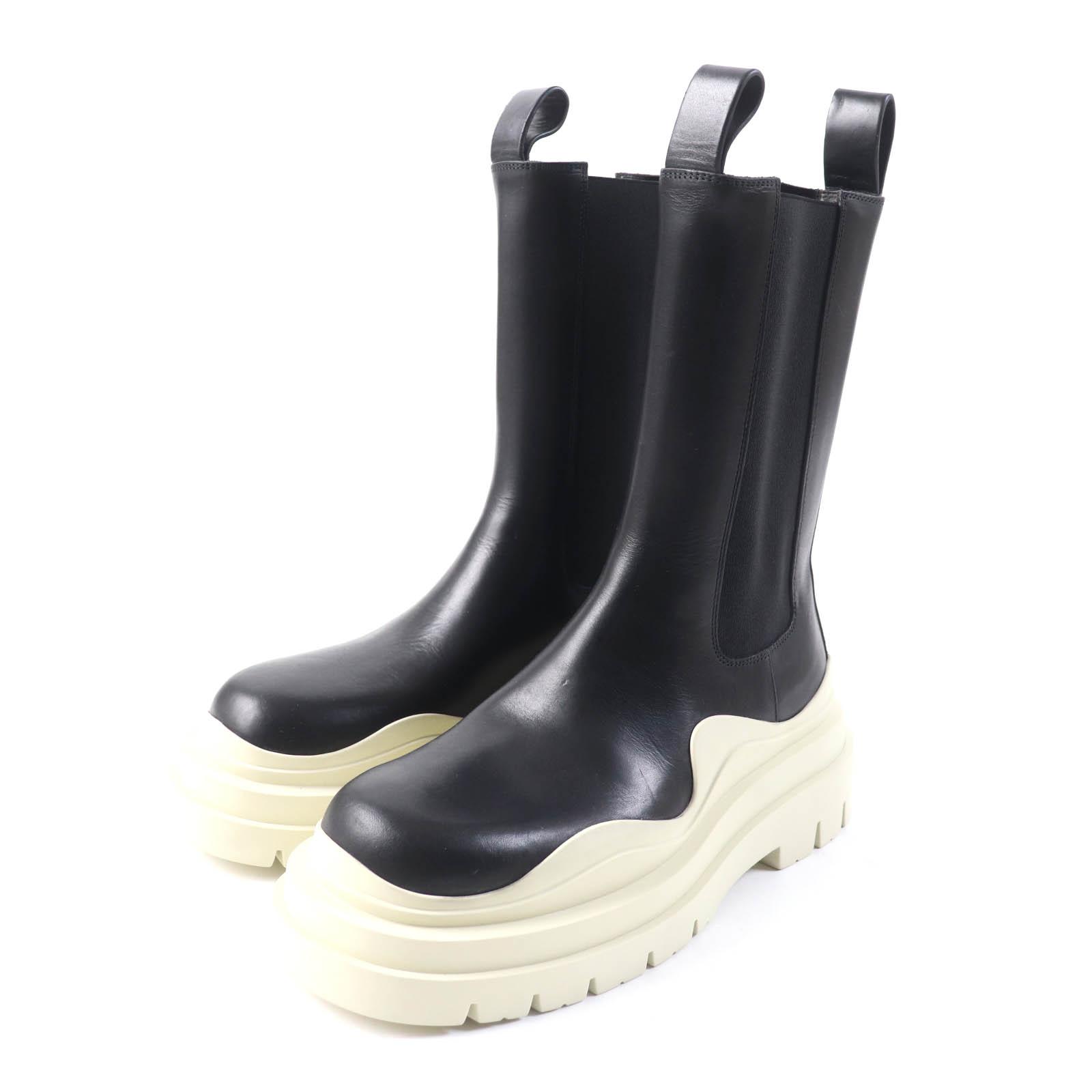

Excellent BOTTEGAVENETA short boots Tire Chelsea Boots Black White leather 38 Used
