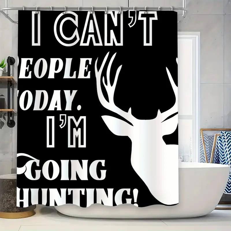 

Modern Deer Head Print Shower Curtain Black White Matching Home Decor Bathroom Accessories For Adults W60H190(CM)-1 Pcs