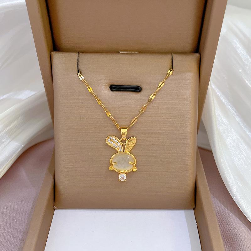 Titanium Steel Luxury Diamond Gold Micro-Inlaid Necklace for Women - Trendy Clavicle Chain