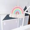 Makramee Regenbogen Wandbehang Baumwoll-Ornamente mit Quasten für Kinderzimmer