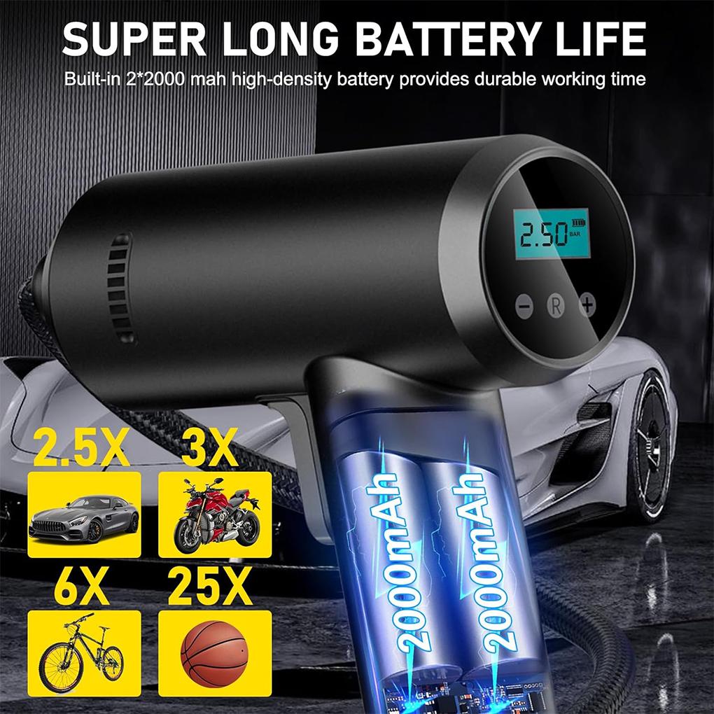 Cordless Tyre Inflator Air Compressor Inflator Inflatable Pump Portable Inflatable Pump LED Light