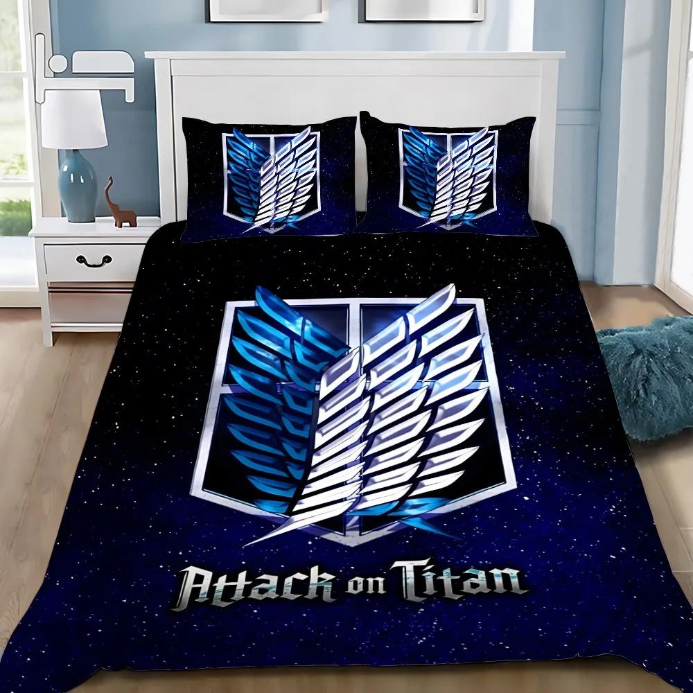 Attack on Titan Anime 3D Printed Duvet Case Pillowcase Bedding Set Twin Full Queen King Size for Bedroom Decor