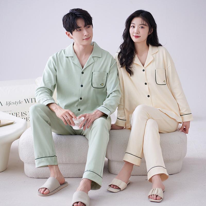 Piżama 7A Antibacterial Jesienno-Zimowa z Czystej Bawełny - Luźny Krój w Stylu Koreańskim dla Mężczyzn i Kobiet, Nadająca się do Noszenia na Zewnątrz