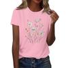 Women's Fashion Casual Printed Round Neck Short Sleeved T-Shirt Top T-Shirt Top Top
