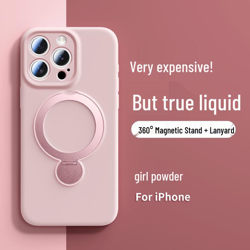 Liquid Silicone Magnetic Stand Case for iPhone 15/16 Pro Max - Full Coverage Protective Cover
