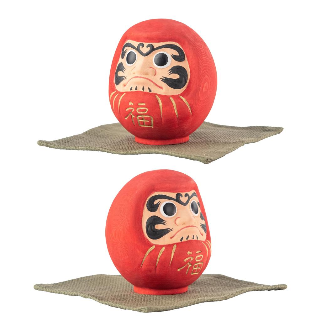 Wooden carved lucky Daruma doll Consecrated with prayers at Shorinzan Daruma Temple wooden Buddha figure Daruma (size 0.5, S) - - Daruma, carving,