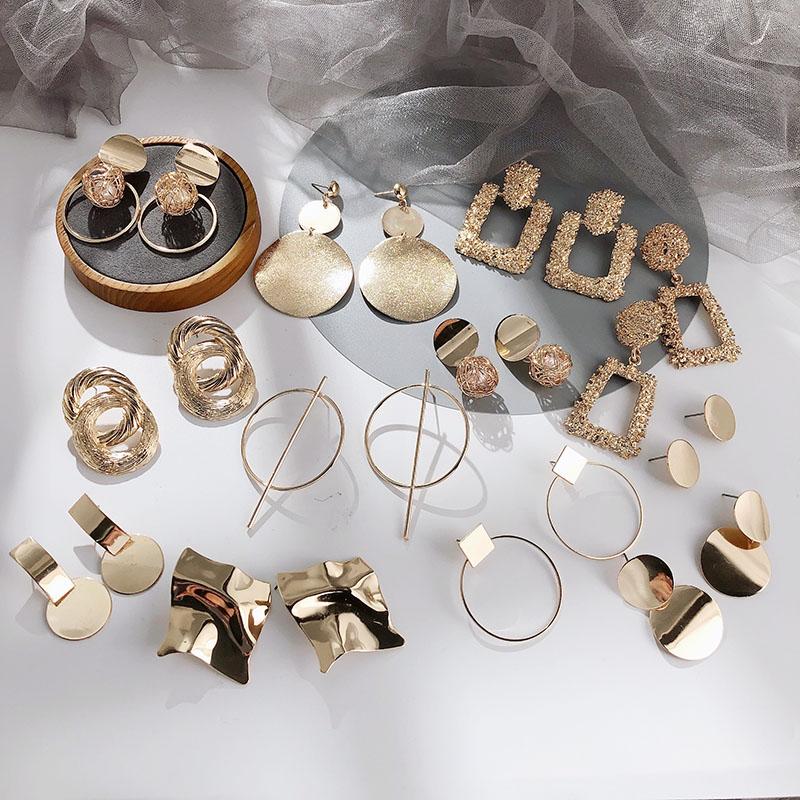 Statement Earrings For Women Geometric Metal Female Dangle Earrings Trendy Jewelry Accessories