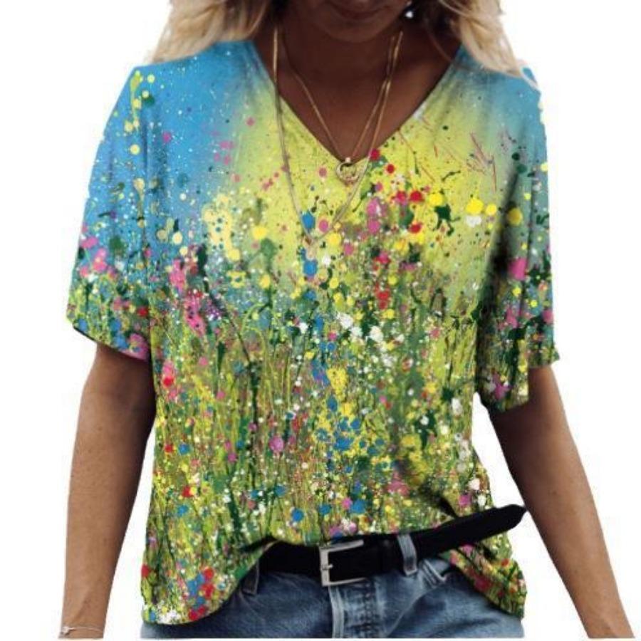 

Футболка для пар летняя повседневная свободного спортивного стиля с 3D-принтом, с коротким рукавом и V-образным вырезом 5XL