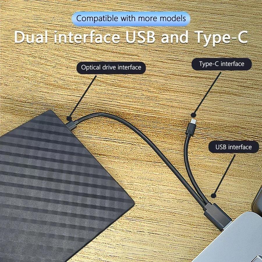 External DVD Optical Drives USB 3.0 Type C 2-in-1 Protectable CD-RW Disk Drive DVD Burner CD Player for Laptop Desktop Computer
