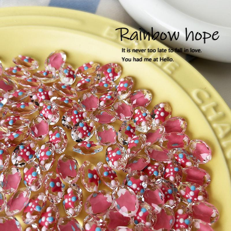 

Graffiti Hand-Painted Dopamine Color K9 Nail Rhinestones (10x14mm) - DIY Press-on Nail Art Jewelry Accessories