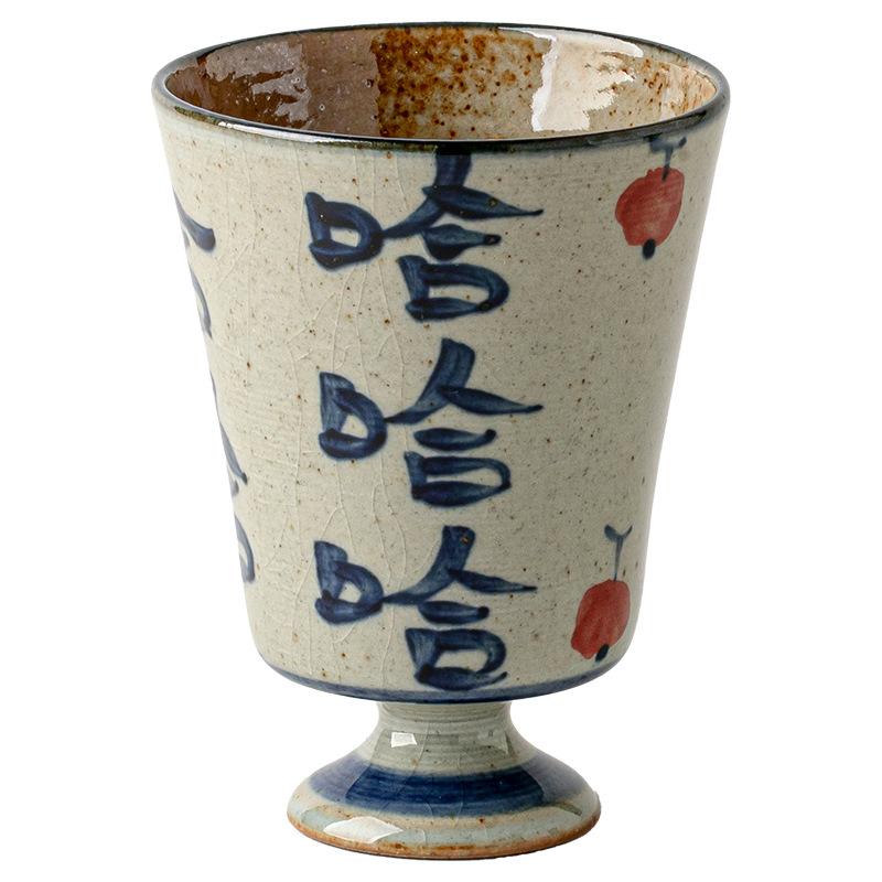 Retro Literary And Artistic Handmade Hand-Painted Haha Goblet Coarse Pottery Blue And White Master Cup Teacup Export