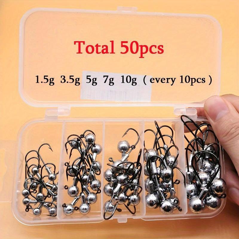 

Крючки для джиг-головок Big Jigs 50-20 шт./коробка Все размеры 1-20 г Крючки для джиг-головок с круглым шаром Незацепляющиеся с длинным цевьем для мягкой приманки-червя рыбы