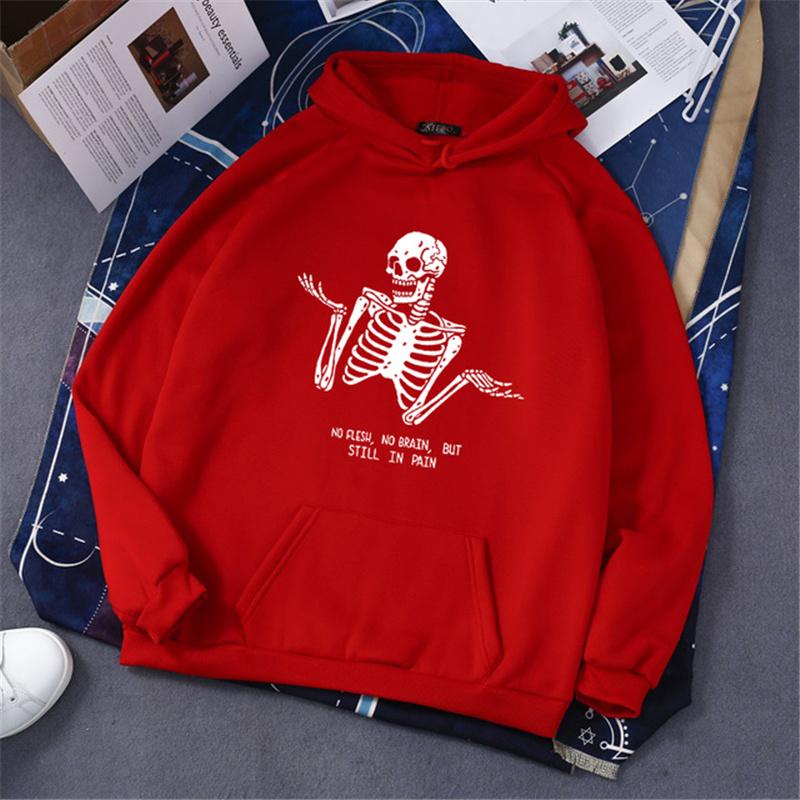 

Осенняя и зимняя спортивная толстовка с капюшоном с темным черепом, спортивная толстовка с длинным рукавом, уличная одежда M красный