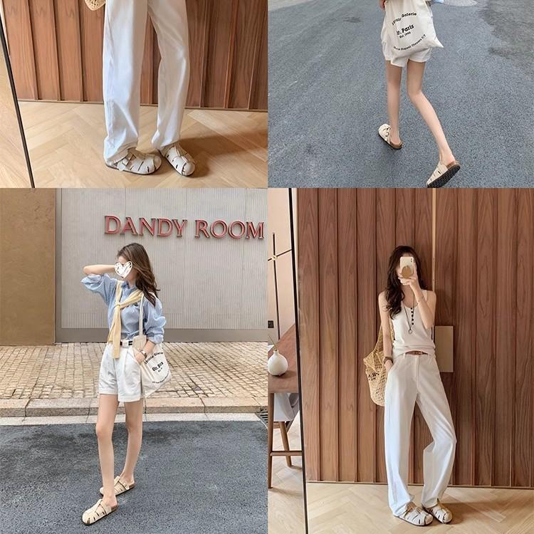 [Shei Su Yinyin] Wear Doctrine~ Hollow-soled Thick-soled Bag Head Versatile Boken Slippers Women's Half-drag Outer Wear Summer