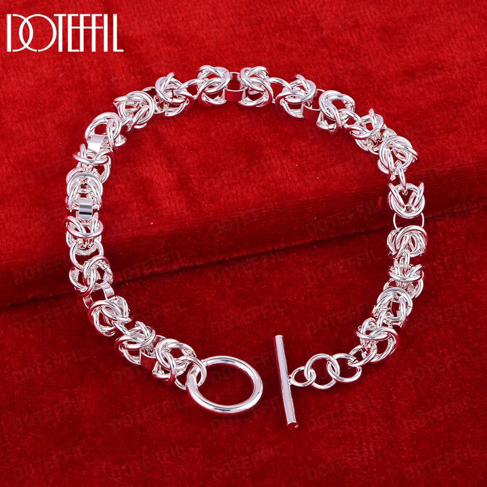 925 Sterling Silver Fashion Bracelet Men And Women Wedding Gift Jewelry