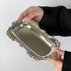 European Style Vintage Embossed Tray Gold/Silver Sturdy Retro Serving Platter Save Space Iron Desserts Plate