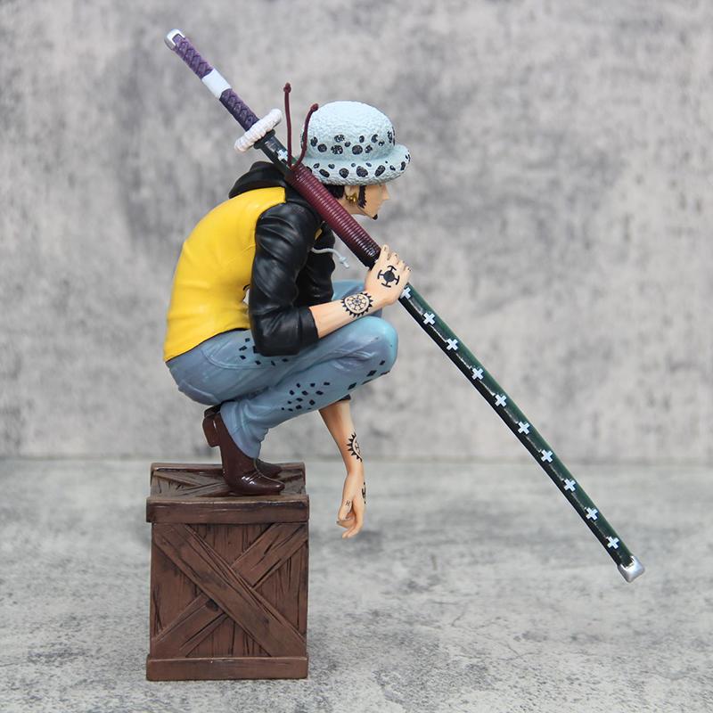 17cm One Piece Trafalgar Law PVC Figure Anime Collectible Statue Toy with Crate Base Decoration Model for One Piece Fans Gift