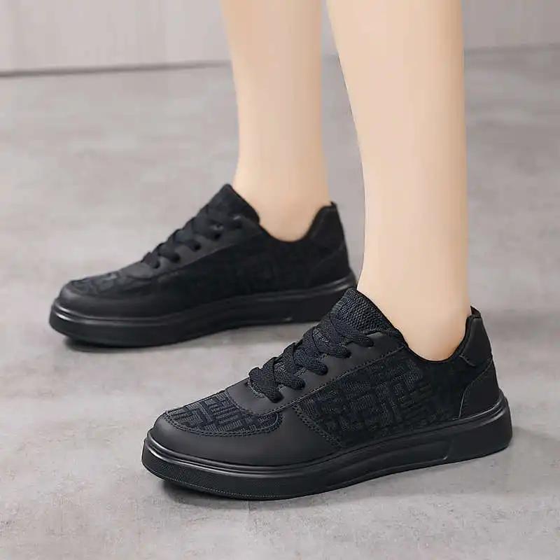 Round Foot Natural Leather Comfortable Woman Shoes Casual Autumn Sneakers Summer Women 39 Sport Saoatenis Outings Pretty