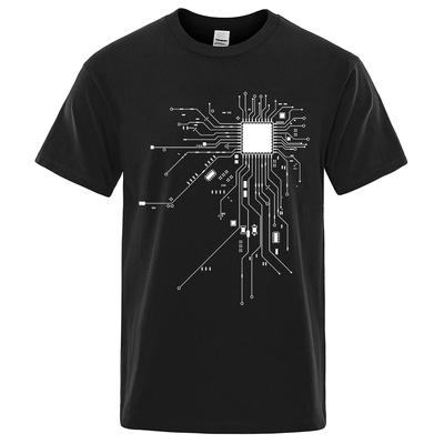 Koszulka Męska z Diagramem Obwodu Procesora CPU na Lato z Bawełny Męskie Śmieszne Topy Modne Koszulki Homme Marka Unisex 80306