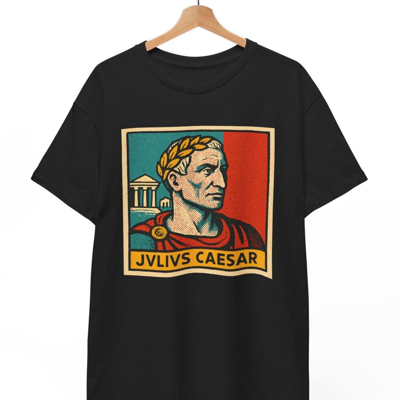 Julius Caesar Comic T-Shirt: Retro Roman History Graphic Tee 2XL