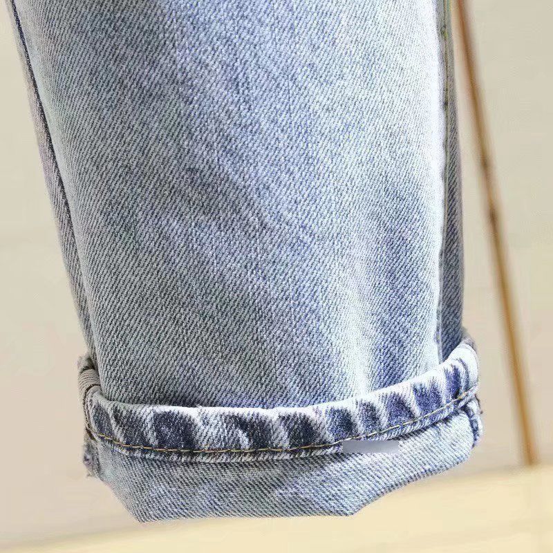 Spring Autumn and Summer High-waisted Denim Harun Pants for Women, Loose Nine-inch Straight Pants, Radish Dad Pants