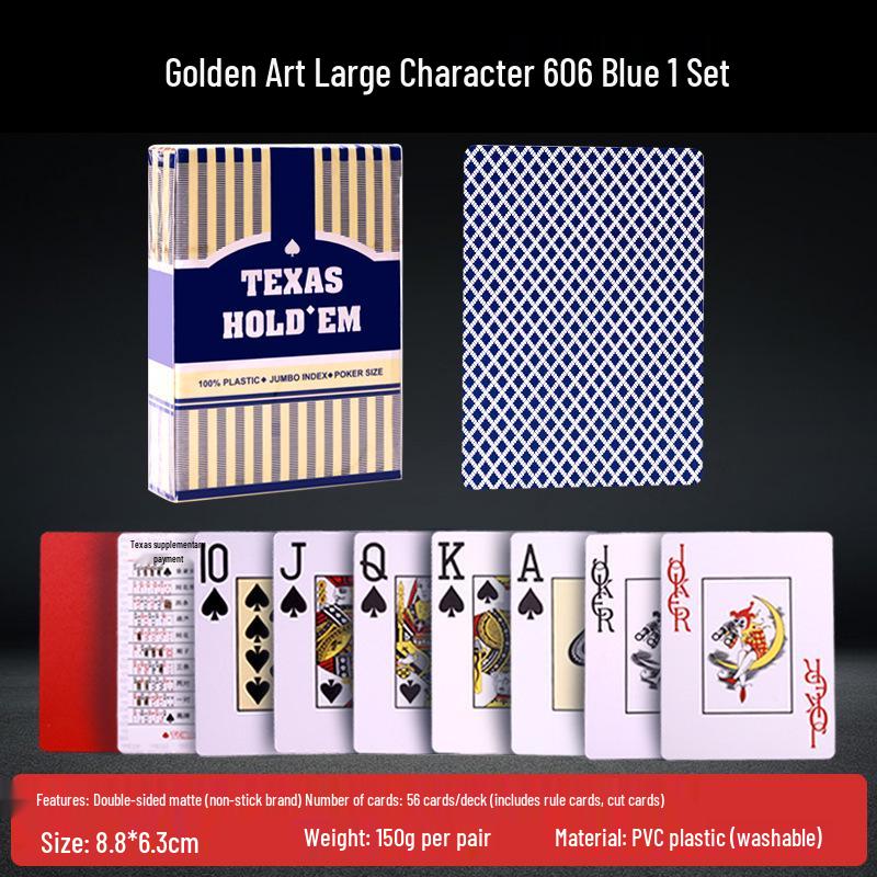 Gold Art 606 Waterproof Texas Hold'em Poker Cards, Large Font, Durable and Washable