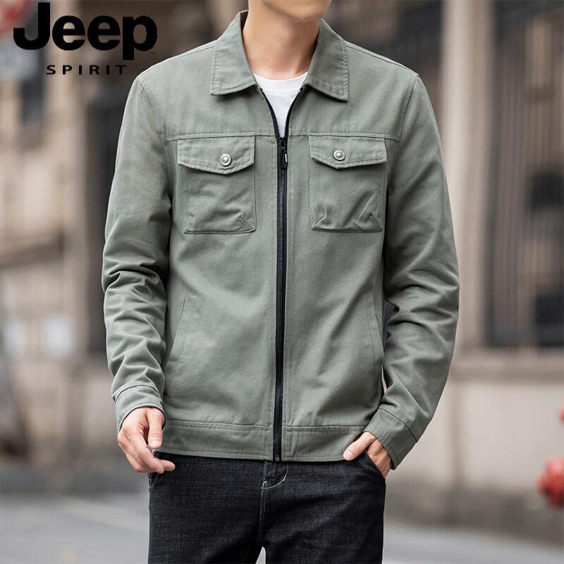 

Jeep Spirit Men s Pure Cotton Loose Workwear Lapel Jacket L