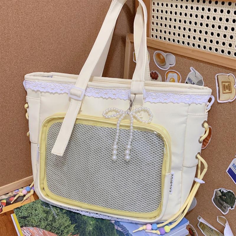 Japanese Ins New High-value, Fresh, Sweet and Transparent Pain Bag, Girl Light and Large-capacity Tote Bag
