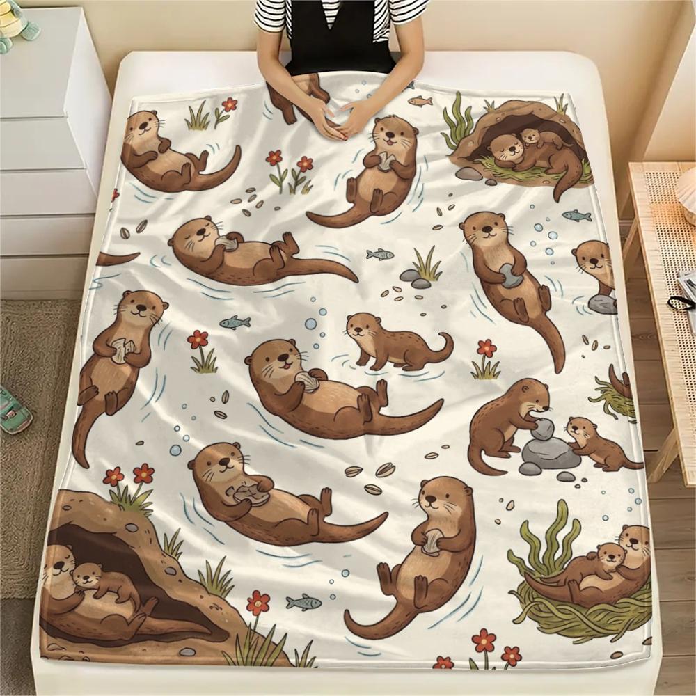 

1PC Cute Animals Print Flannel Blanket, High quality All Seasons, Home Decor, Warmth and Comfort, Perfect for Christmas Gifts 80cm x 120cm
