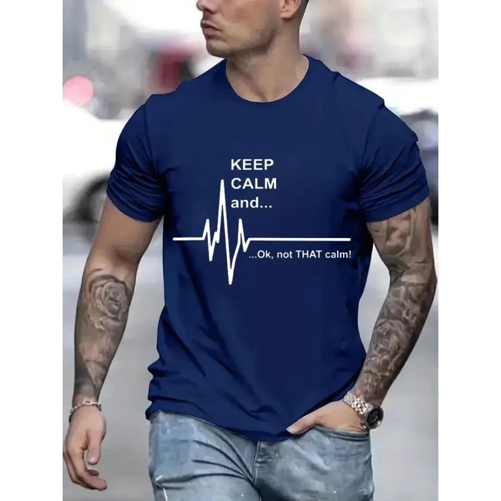 Hold deg rolig og ok Ikke så rolig på T-skjorte for menn Street Løs T-skjorte Sommer Hip Hop T-skjorte Uformell rund hals Oversized T-skjorter