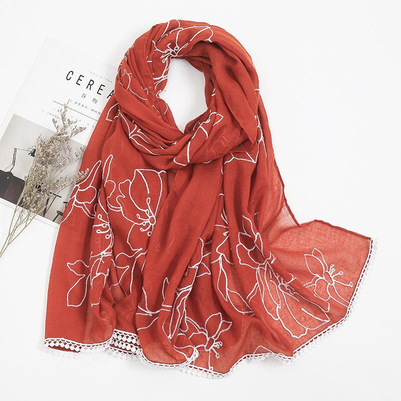 

Small fresh medium and retro blue and white porcelain cotton and linen feel scarf, Bali yarn silk scarf, blue flower shawl women 180cm