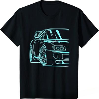 2JZ JDM Japanese Tuning Car Gaming T-shirt Race Cyan Fashion Tshirt Graphic Short Sleeve Black Shirt Oversized Tshirt Clothing