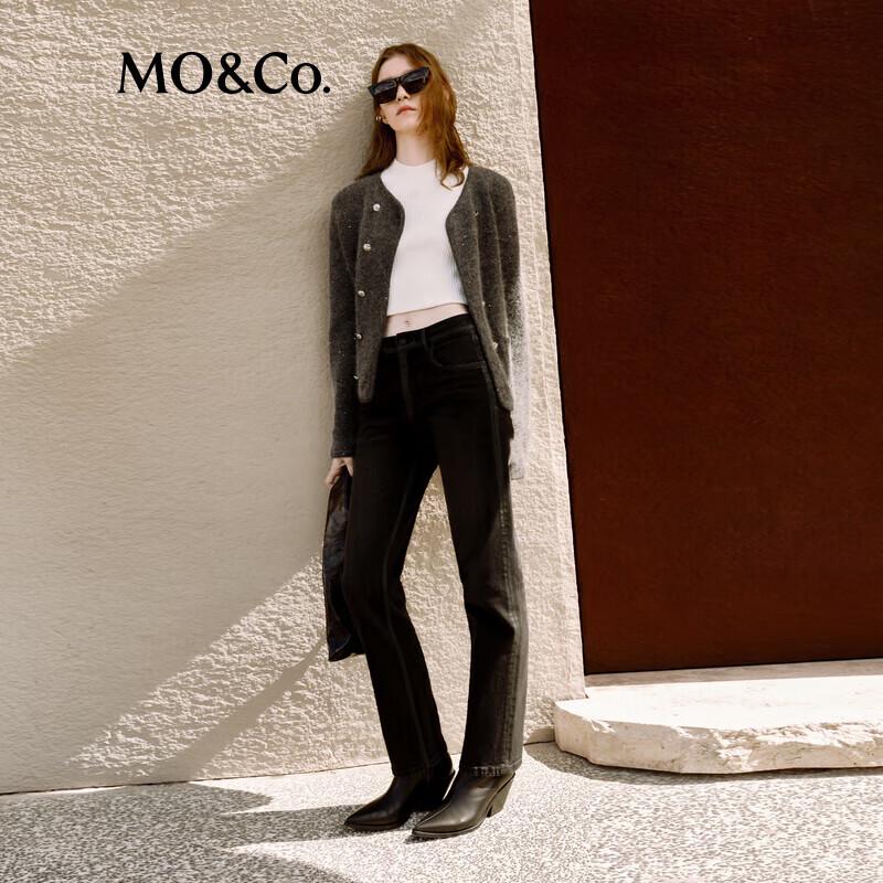 MO&Co. Bouclé Double-breasted Knit Cardigan