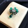 Used Vintage Emerald Green Visual Teardrop Swing Brooch
