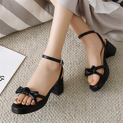 Fashion Fashion Casual Chunky High Heels Sandals for Women 2025 Summer Open Toe Elegant Bow Platform Sandalias Ladies Party Shoes 31 32