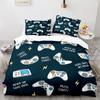 Gamepad Duvet Cover Set Yellow Background with Buttons Boys Playroom Decoration King Size Polyester Quilt Cover with Pillowcases
