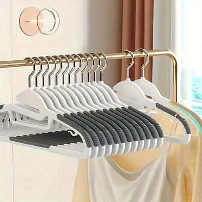 10pcs Heavy Duty Plastic Hangers with Non-Slip Design, 360°Swivel Hook Space Saving Organizer for Bedroom Closet,Shirts,Pants