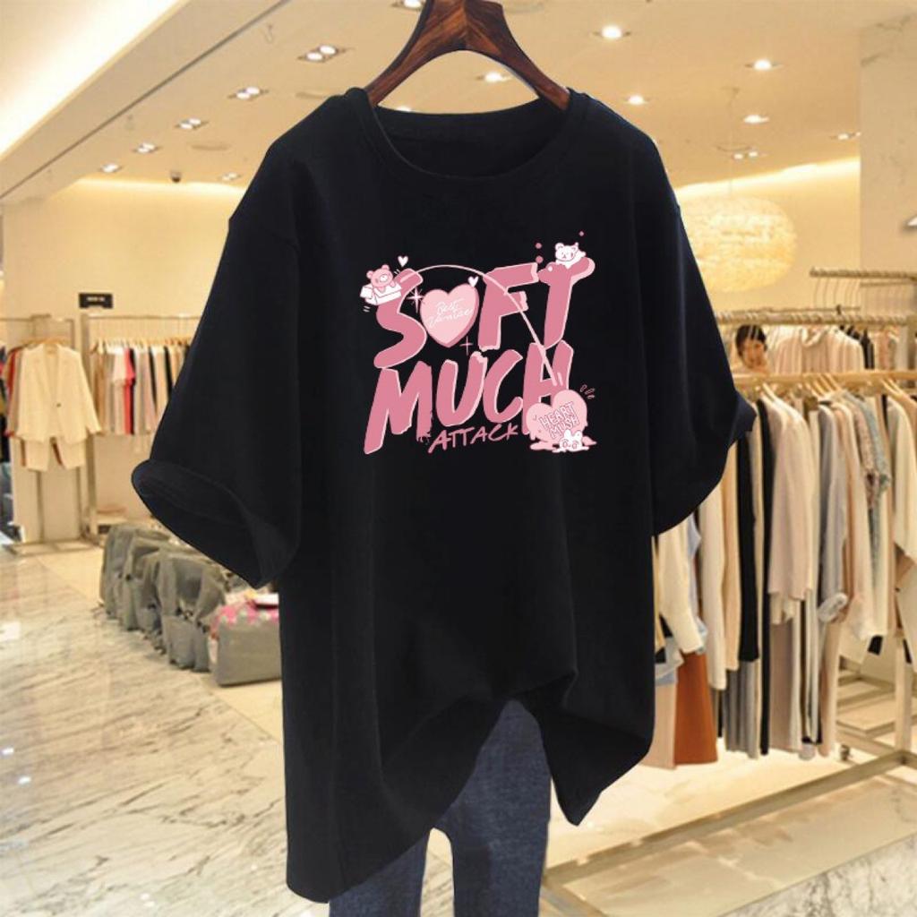 2025 Summer New Heavy Cotton Medium and Long Short-sleeved T-shirt Women's Printing Loose Large Size Bottoming Top Women's Tide