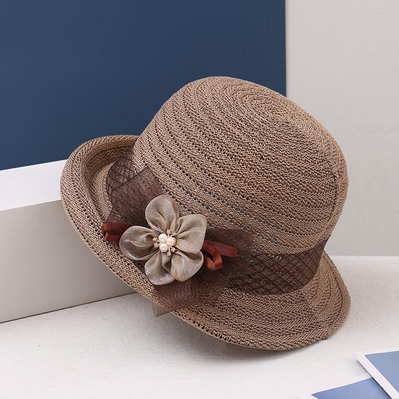 New Spring/Summer Knitted Hat Flower Sunshade Breathable Fisherman's Hat Foldable Fashion Hollow Small Pot Hat
