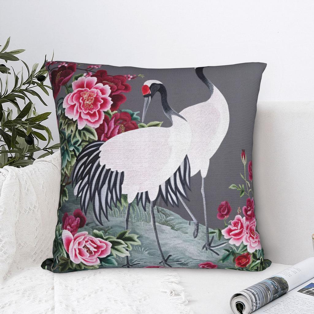 Chinese Style Crane Pillowcases Fashion Pillow Case For Sofa Home Decoration Square Pillow Cover