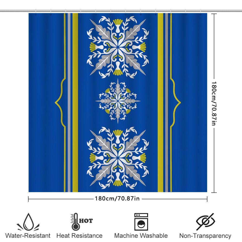 Snowflake Shower Curtain Blue Bathroom Decor Waterproof Home Accessories Modern Pattern Shower Panels 3D Printed Shower Curtains