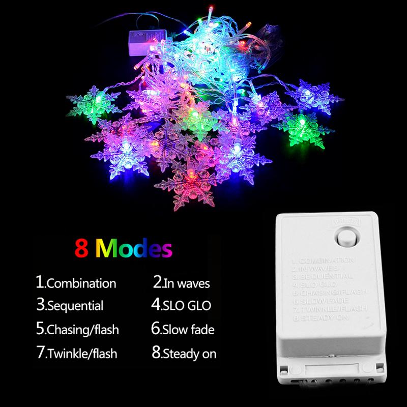 Guirlande lumineuse LED flocon de neige de noël, guirlande lumineuse clignotante, rideau lumineux, décoration fantaisie pour fête de vacances, nouvel an